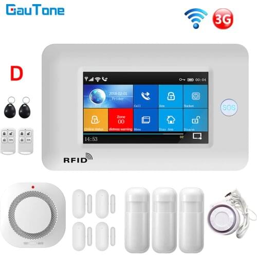 GauTone PG106 WiFi + 3G GSM Alarm System Wireless Home Security System kit Support APP Remote Control With RFID Motion Sensors