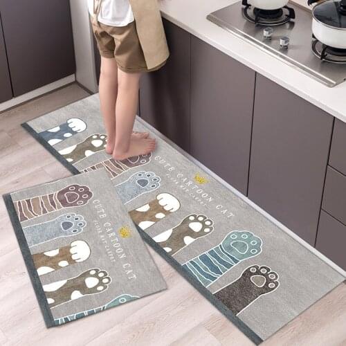 Modern 3D Printed Kitchen Mat Home Cartoon Cat Dining Table Floor Mats Bathroom Anti-Slip Entrance Doormat Living Room Decor Rug