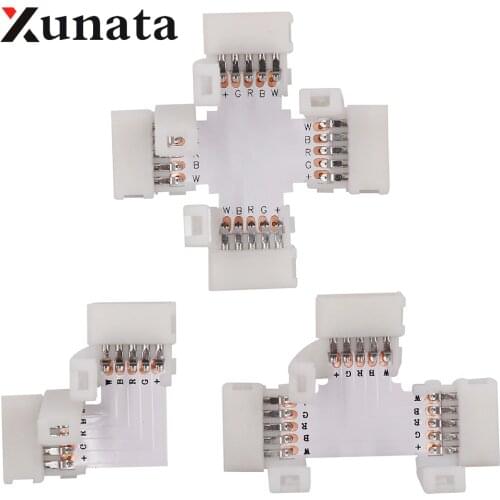 RGBW LED Strip RGB Connector 2PIN/4PIN 10MM 5PIN 12MM X L T Shape PCB Adapter 5050 LED Strip Light Accessories