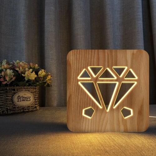 Glowing diamond wooden 3D Illusion Luminaria Statue Home Decorative Craft creative Sculpture decoration art birthday gift