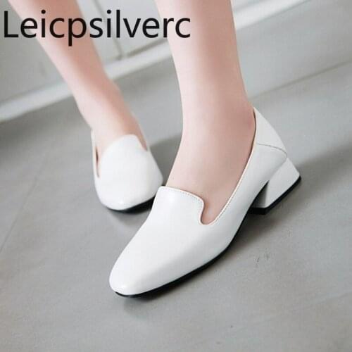 Pumps Spring and autumn new style Fashion Square head Shallow mouth Thick heel Low-heeled Womens shoes plus size 32-48