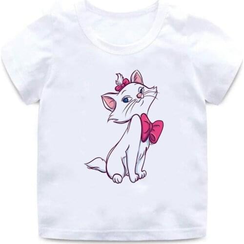 2 To 12 Cartoon Marie Animal Cat Design Childrens Funny T-shirts Boys/girls Cute Tops Tees Kids Casual Clothes for Baby BAL107