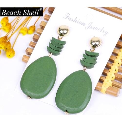 2020 Wood earrings for women vintage access geometric korean fashion star wood earrings best selling products vintage statement