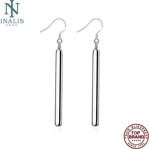 INALIS New Drop Earrings For Women Copper Ear Line Straight Long Dangle Silver Color Simple Earrings Fashion Jewelry Best Gift