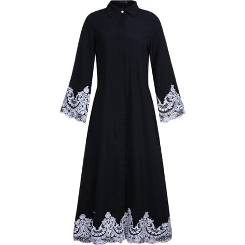 Abayas Women Adult Polyester Robe Musulmane Middle East Turkey Are Muslim Buckle Lace Abaya