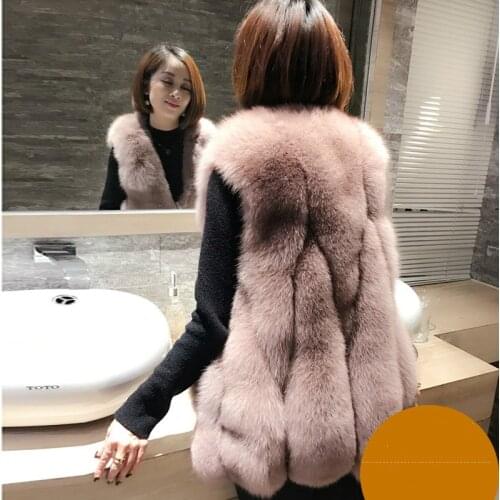Vest Autumn Winter Clothes Real Fox Fur Coat Korean Pink Vests Women Long Jacket Colete Femininor MY924