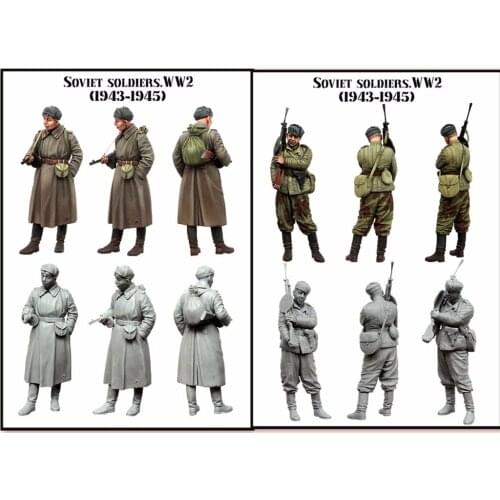 1/35 scale WW2 Soviet infantry 2 people WWII miniatures Resin Model Kit figure Free Shipping