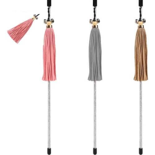 Usd1.8/pc pet cat kitten playing toys cat teaser fishing pole rod sticks pu leather fringe 20pcs/lot