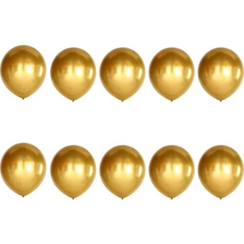 10 Pieces 18 Inch Metallic Balloons Shiny Latex Balloons for Birthday Wedding Party Decoration (Gold)