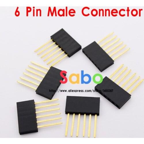 100PCS 2.54MM 6Pin 10MM Long Needle Female Pin Header Strip Stackable Header