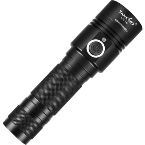 2019 High Power Tank007 UC16 USB Rechargeable Flashlight CREE T6 3 Mode LED Flashlight with USB cable and 18650 Battery
