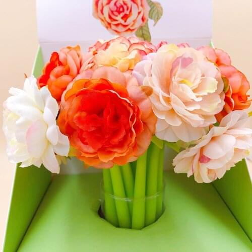 24pcs Pretty Cool Kawaii Cute Pens Rose Flower Funny School Thing Writing Rollerball Ballpoint Stationery Valentine Wedding Gift