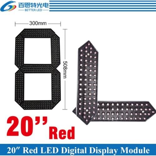 4pcs/lot 20" Red Color Outdoor 7 Seven Segment LED Digital Number Module for Gas Price LED Display module