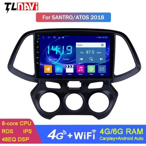 4G+64G Car Android 9 GPS Radio 9 INCH IPS DSP CARPLAY 4G LTE for Hyundai Santro/Atos 2018 Multimedia Player