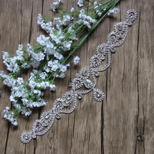 Free Shipping Wholesale 5pcs/lot 40CM Rhinestone Applique for Wedding Gown Bridal Sash Evening Wear Rhinestone Patch ML21