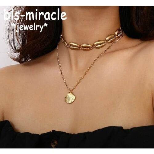 Bls-miracle Boho Sector Pendant Necklaces For Women 2018 Shell Vintage Charm Choker Necklace Ocean Jewelry Statement Party Gift