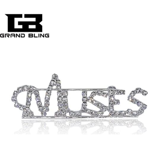 Bling Austria Rhinestone Brooch "MUSES" Word Pin Handmade Jewelry