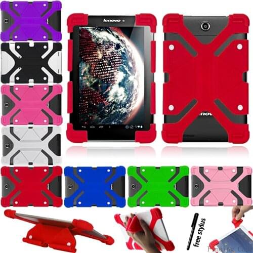 Case for Lenovo Tab 2/Tab 3/Tab 4 10" Tablet Full Four Corner Shockproof Silicone Stand Back Cover Protective Case + Free Stylus