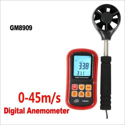 Digital Wind Speed Anemometer Meter hot air Anemometer Wind Velocity Range 0-45m/s GM8909