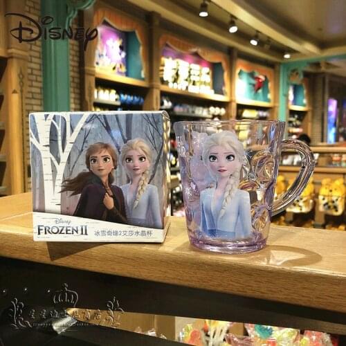 Disney Liquid Water Cup Mickey Minnie Mermaid Elsa McQueen Cartoon Cute Children Crystal Glasses
