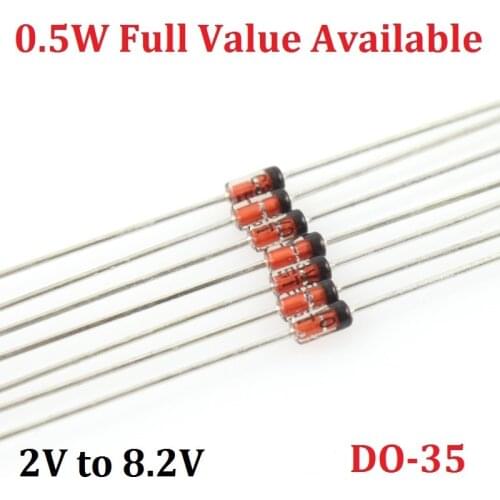 100PCS 1/2W Zener diode BZX55C 0.5W 2V0 2V2 2V4 2V7 3V0 3V3 3V6 3V9 4V3 4V7 5V1 5V6 6V2 6V8 7V5 8V2 2.2/2.4/2.7/3.3/3.6/3.9/4.3V