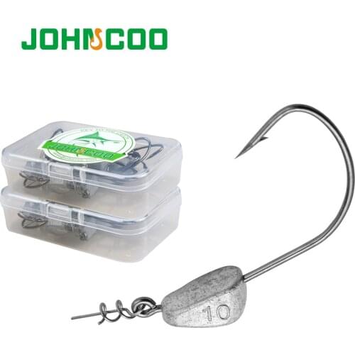 JOHNCOO 10pcs Lead Jig Head 3.5g/5g/7g/10g/15g/21g Barbed Hook Fishing Hooks Soft Lure Jigging Worm Sharp Hook Bass Fishing Lure