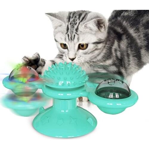 Pet Cat Toy Interactive Puzzle Training Turntable Windmill Ball Molar Cleaning Toy Kitten Playing Game Cat Supplies Qianyi