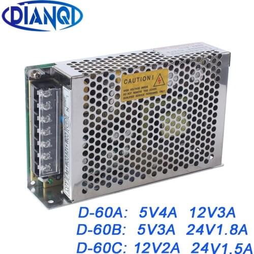 DIANQI dual output Switching power supply 60w 5v 12v 24V power suply D-60A ac dc converter D-60B D-60C