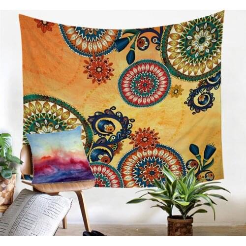Indian Mandala Polyester Tapestry Wall Hanging Carpet Throw Yoga Mat Sandy Beach Throw Rug Blanket Mattress
