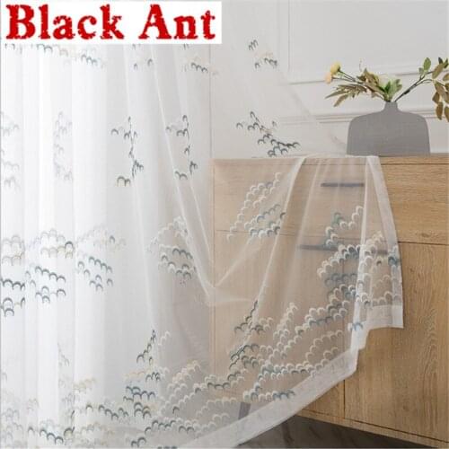 Polyester Embroidery Tulle Curtain For Living Room Voile Sheer Curtain Bay Balcony Window Blinds Drape 2021 New X-JD933#20