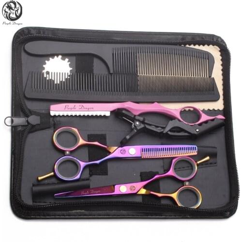 Suit 5.5" Z1104 Colorful Purple Dragon Professional Hairderssing Scissors Regular Scissors Salon Thinning Shears Hair Scissors