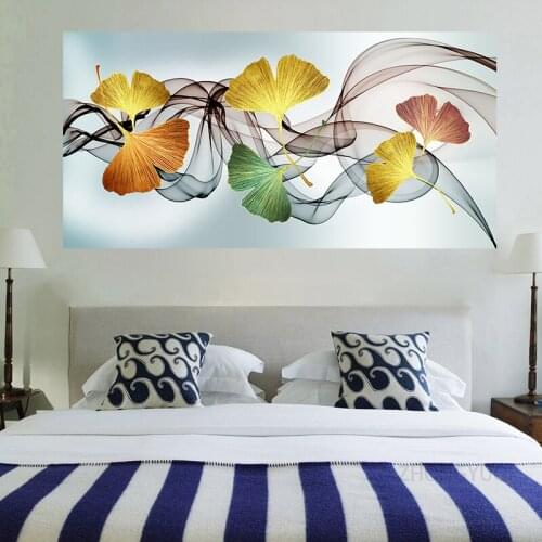 Ginkgo Leaf And Feather On Canvas Print Painting Nordic Poster Wall Art Picture For Living Room Home Decoration Frameless