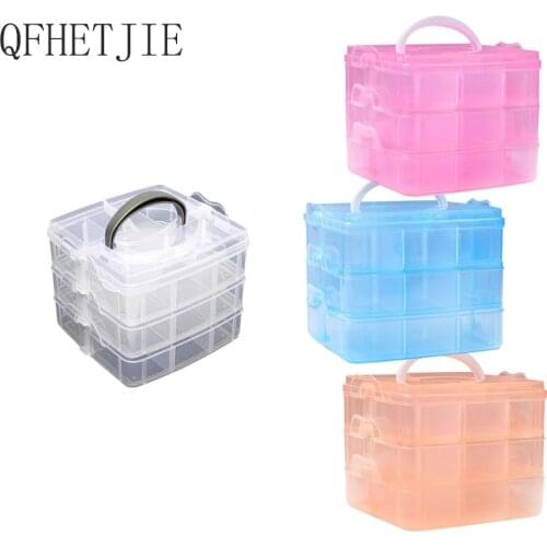 Multifunctional Transparent Plastic Storage Box with Three Layers of 18 Compartments, Which Can Store Car Clip Fasteners