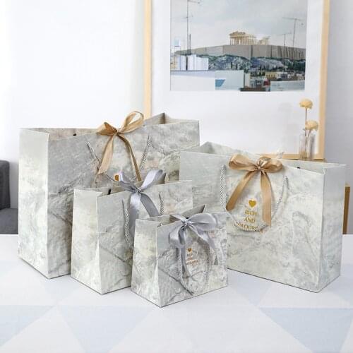 Marbled Love Paper Gift Bag baby shower bolsas de papel подарочные пакеты New year gift box packaging bags for business wholesal