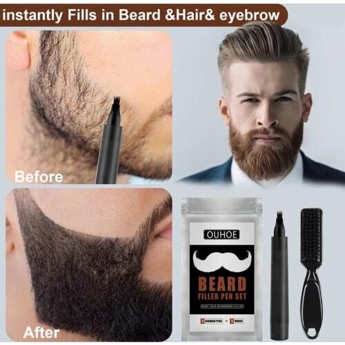 Men Beard Pencil Filler Pencil Waterproof Long Lasting Moustache Pen Brush Moustache Shape Repairing Enhancer Coloring