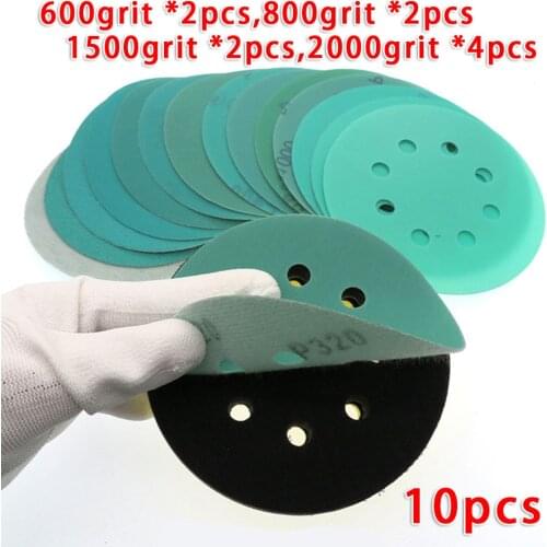 5 Inch 8 Holes Sandpaper 125mm Sanding Disc Wet & Dry Grit 600/800/1500/2000 For FESTOOL/Mocha/MIRKA Sander Grinder Sandpapers