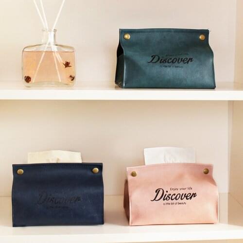 Nordic Creative PU Leather Tissue Storage Box Case Car Home Living Room Toilet Desktop Napkin Papers Bag Holder Container Pouch