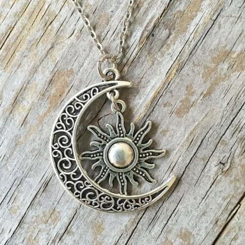 New Pair of Celestial Gold and Silver Color Sun and Moon Necklaces Best Friends Gift for Friend Men Women
