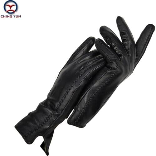 CHING YUN 2019 New Women Genuine Leather Gloves Winter Autumn Ladies Fashion high quality Sheepskin Warm Leather gloves women