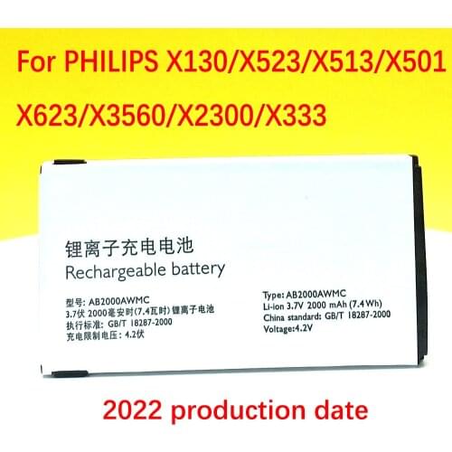Wisecoco NEW 2000mAh AB2000AWMC Battery For PHILIPS X130/X523/X513/X501/X623/X3560/X2300/X333 With Tracking Number