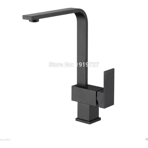 NEW Ultra Modern High Quality Solid Brass Matte Black Single Handle Hole Swivel Spout Monobloc Deck Mounted Kitchen Sink Faucet