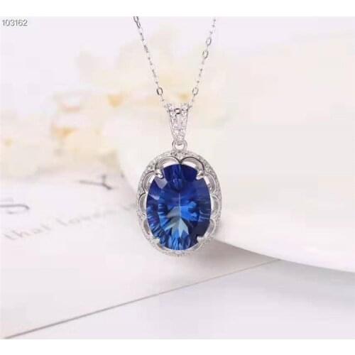 New jewelry item 925 sterling silver natural Topaz blue pendant necklaces pendants jade jewelry amethyst pendant