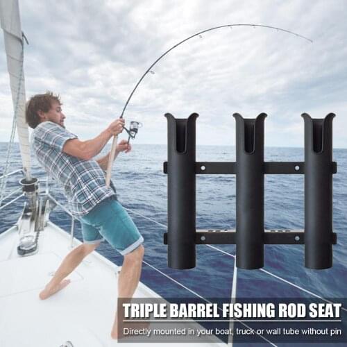 Plastic fishing rod rack three barrel fishing rod side storage rack storage bucket suitable for outdoor boats and yachts