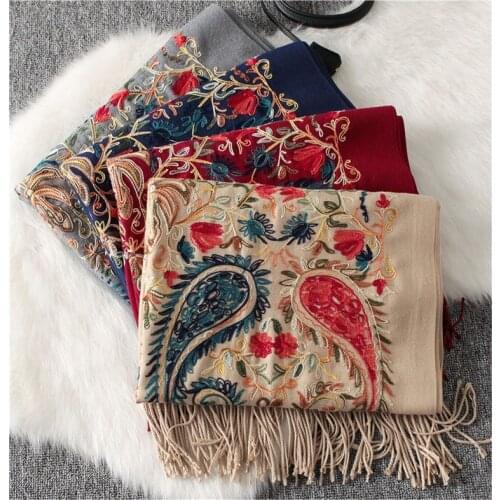 Luxury winter scarf sjaal,embroidery paisley scarf bandana,pashmina cashmere shawl from india,cape femme,echarpe foulard femme
