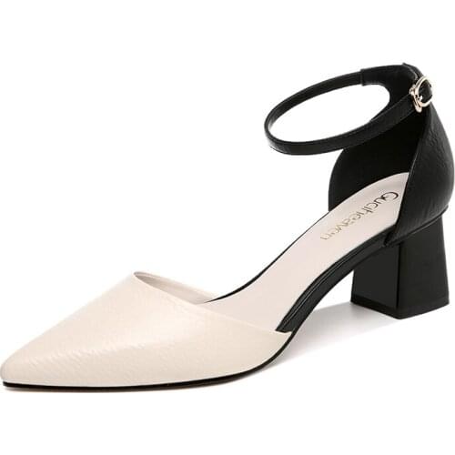 Pointed Thick Heel Sandals Baotou One-Line Buckle Shoes Women Waterproof Platform Women Shoes
