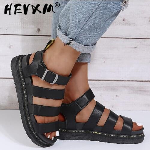 2021 Summer New Shoes Womens Sandals Students Flat Platform Shoes Women Soft Patent Leather Gladiator Sandals Female Beach Shoes