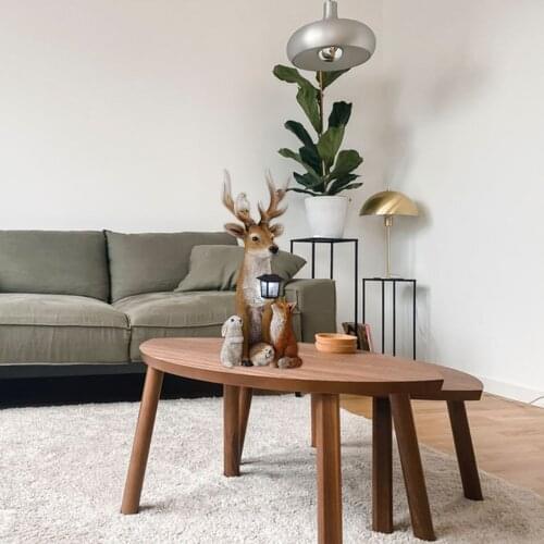 Solar Deer Sculpture, North European Style Resin animal wolf for Home Office Decoration Indoor Toys Gifts