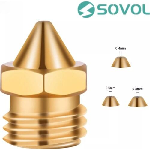 Sovol Brass Nozzle Hotend 0.4/0.6/0.8mm Threaded Extruder Print Head 3D Printer Part Accessories For Sovol SV02 CREALITY CR-X