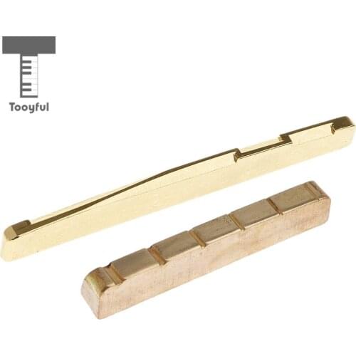 Tooyful 6-String Folk Guitar Bridge Saddle Nut Carved Brass 72x3x9mm for Guitar Accs