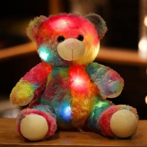 Creative Luminous Pillow Glowing Teddy Bear Plush Toys Colorful Stuffed Soft Animals Doll Led Light Toys Kawaii Toys for Girls